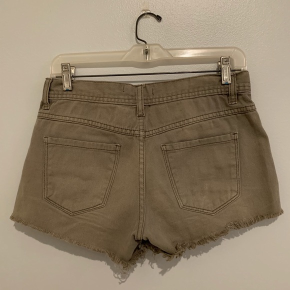 Free people sage colored jean shorts - Picture 2 of 4